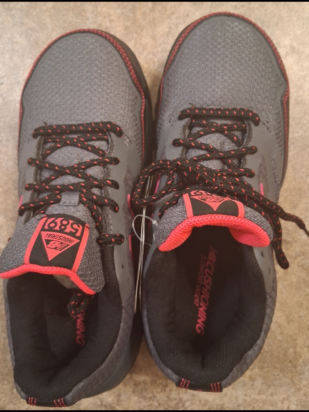 New Balance Gray and Pink Steel Toed Shoes with Cushioned Support